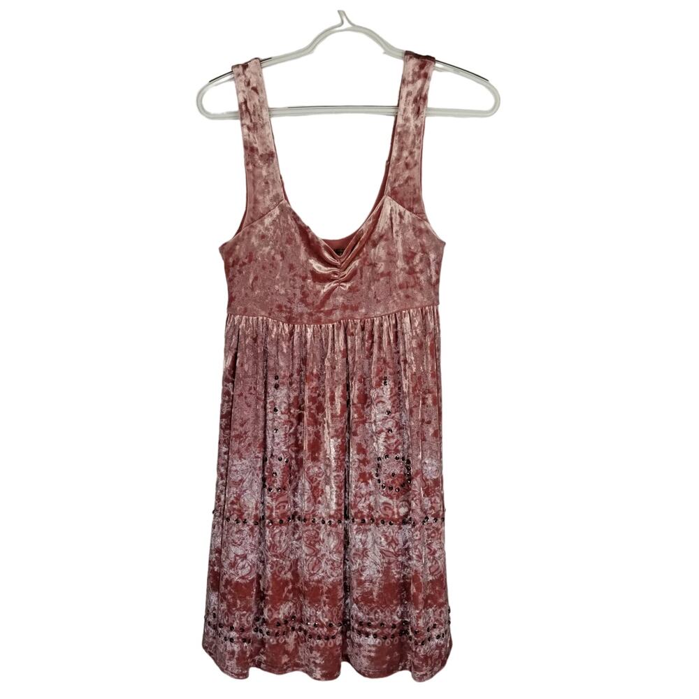 Free People Velvet Feel Pink Sequenced Sleeveless Mini Dress Women's Sz XS